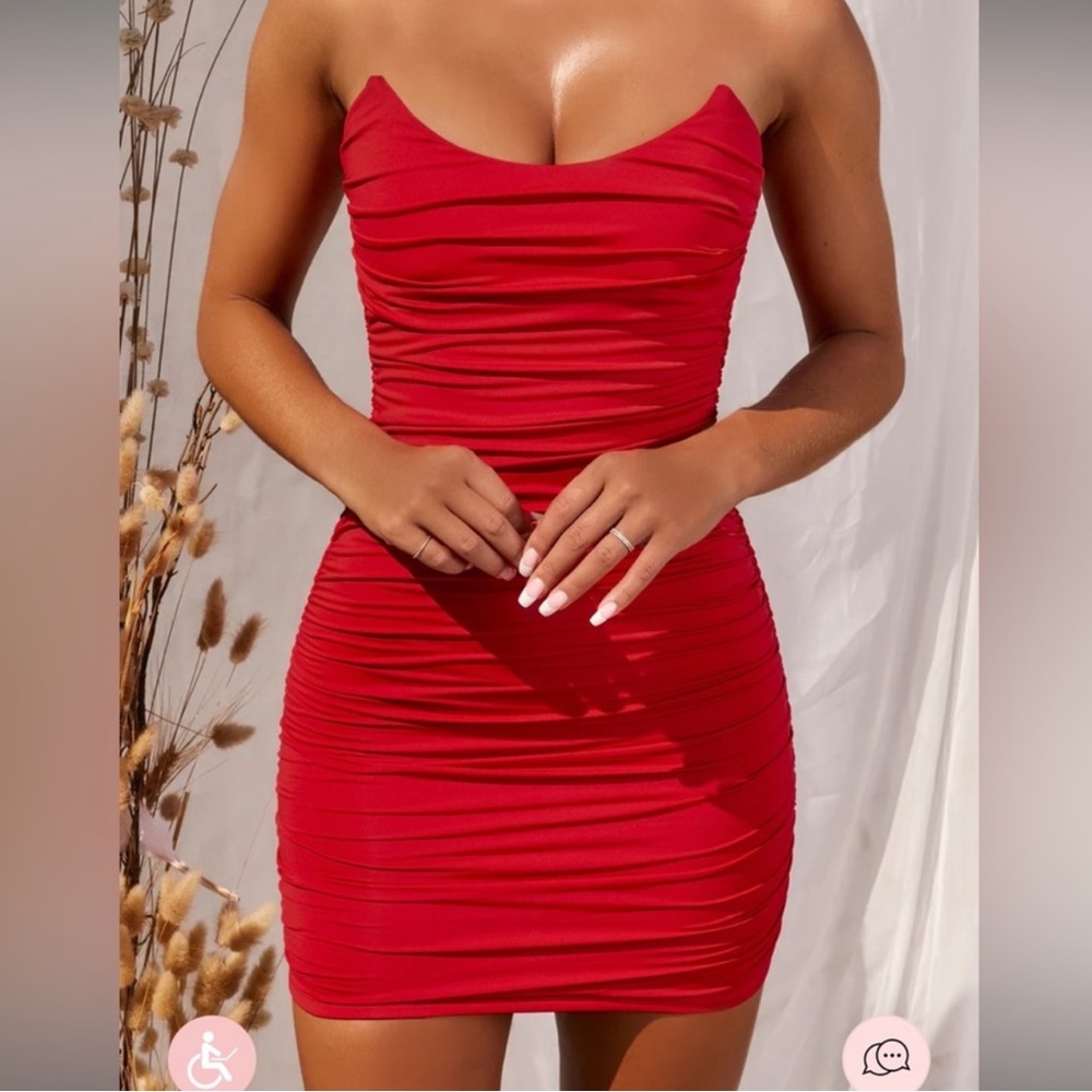 Oh Polly Red Bandeau Dress